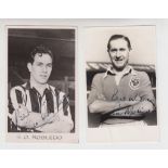 Football autographs, Stan Mortensen, Blackpool, signed in ink on b/w postcard size photo & George
