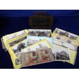 Stereoscope and Stereoscopic Cards. Walnut Brewster stereoscope and 50+ view cards. Subjects include