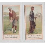 Cigarette cards, Cope's, Cope's Golfers, two cards, no 21 'H.G. Hutchinson' & no 22 'J.H. Taylor' (