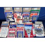 Football programmes, Tottenham Hotspur, complete set of 9 seasons of away match programmes for