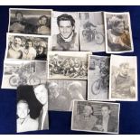 Speedway autographs, a collection of 12 b/w postcard size photos, mostly individual riders from