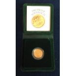 Coin, GB, a Royal Mint 1980 proof gold sovereign, in case of issue with leaflet.