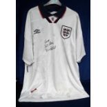 Football, a replica England shirt with embroidered 3 Lions badge and no 7 to reverse, signed to