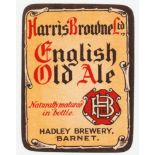 Beer label, Harris Browne Ltd, Hadley Brewery, Barnet, English Old Ale, vertical rectangular (vg) (