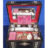 Collectables, Jewellery, a Victorian toiletry box inlaid with mother of pearl (in need of some