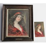 Ephemera, picture. Oak framed portrait of 'Beatrice' by A. Asti (approx. size inc. frame 32 x 27