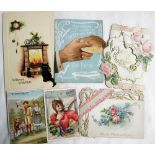 Ephemera, Greetings Cards. 100+ late 19th/early20th C greetings cards. Lace, embossed, die cut,