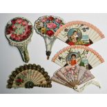 Ephemera, Greetings Cards. A collection of 25+ fan shaped artist drawn Victorian greetings cards