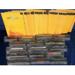 Model Trains, 48 del Prado N gauge model trains all on original plinths and in original clear