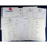 Cricket autographs, a collection of 12 Touring party signed sheets, all with original autographs