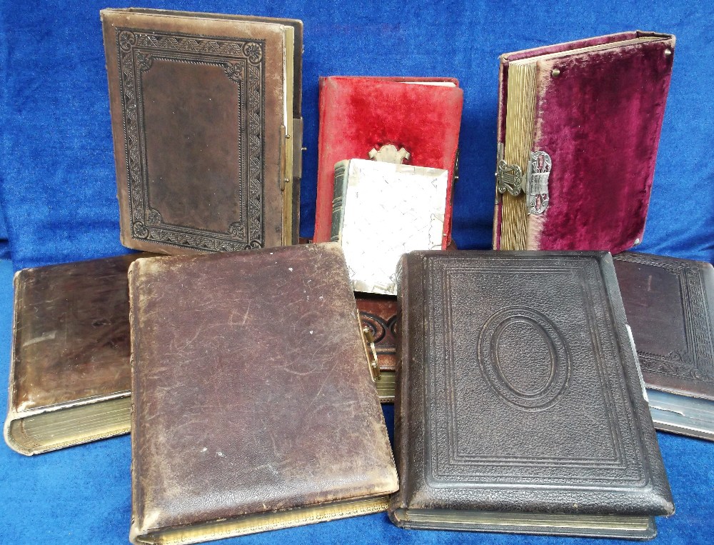 Ephemera, 9 good quality empty Victorian photograph albums comprising 6 leather bound albums all