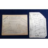 Cricket autographs, Australia, exercise book page laid down on autograph album page bearing 7 pencil