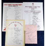 Cricket autographs, West Indies, 4 sets of original signatures including album page 1953 (9