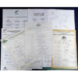 Cricket autographs, Australia & New Zealand, a collection of 10 signed sheets, mostly on official