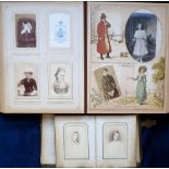 Victorian Carte de Visite Albums, 1 small leather bound album of 25 double sided pages decorated