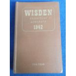 Cricket, Wisden's Cricketers' Almanack 1942, hard back edition with gilt lettering to front and