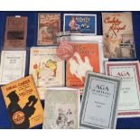 Food Advertising Ephemera, 13 late 19th/early 20th C leaflets and booklets relating to cookery