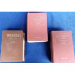 Cricket, Wisden Cricketers' Almanacs, 3 hard back editions for 1948, 1949 and 1955 (gd)