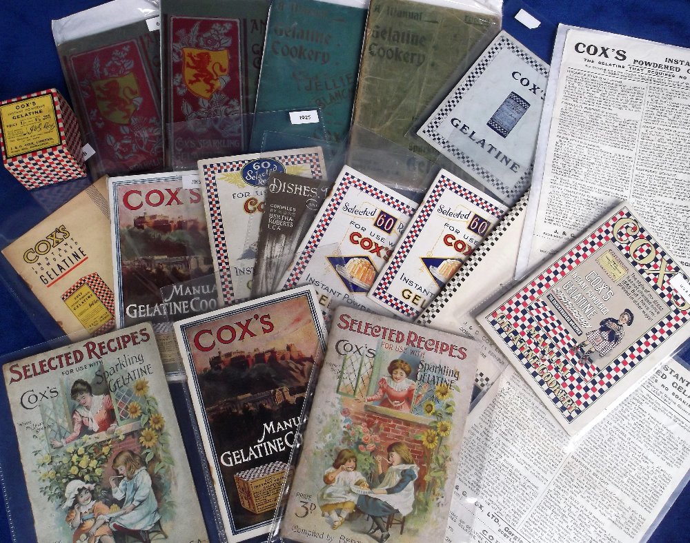 Food Advertising Ephemera, 20 items relating to Cox's Gelatine dating from the late 19th/early