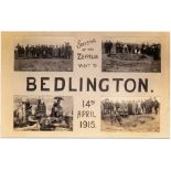 Postcard, WW1, Northumberland, Bedlington, multiview RP with scenes from the Zeppelin Raid, 14