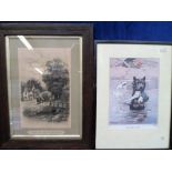 Tony Warr Collection, Artwork, 8 framed and glazed prints comprising H.R. Quinton 'Cob Inn Near