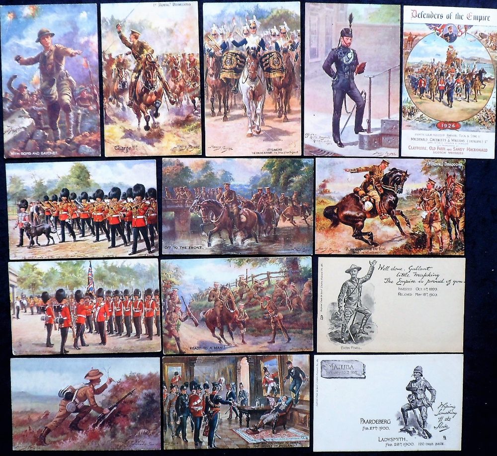 Tony Warr Collection, Postcards, a mixed collection of 27 Military cards illustrated by Harry