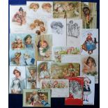 Postcards, Tony Warr Collection, a selection of 26 pretty girls and children's illustrated cards