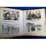 Tony Warr Collection, Ephemera, Victorian Scrap Book of 35+ pages of comic sketches by assorted
