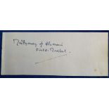 Military Autograph, Lucy Morton Collection, clipped album page containing clear ink signature '