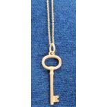 Jewellery, Tiffany and Co. silver key pendant on silver chain (approx. weight 2.8g) (gd)