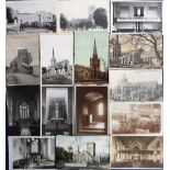Postcards, Churches, a collection of 80+ cards from the South West, Midlands & Yorkshire, RP's and