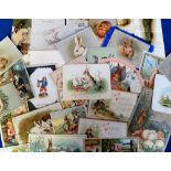 Tony Warr Collection, Ephemera, Rabbits, 30+ Victorian and Early 20thC greetings cards inc 1 menu