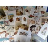 Tony Warr Collection, Ephemera, Cats, 35+ Victorian greetings cards featuring cats to include one
