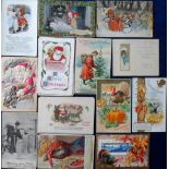 Postcards, a mixed Greetings card collection of 46 cards including Father Xmas (21), Thanksgiving (