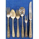 Silver Flatware, 6 pieces of S Kirk and Sond Inc silver flatware comprising a knife, fork and spoon,