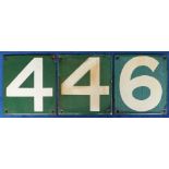 Railwayana, 3 metal Southern Railway Platform number signs, white numbers on green background, 2