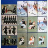 Postcards, W Ellam, a good selection of 35 comic cards illustrated by Ellam inc. 'Breakfast in Bed',