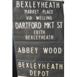 Transport, London Transport Trolley Bus Destination Blind issued from the Bexleyheath Depot with