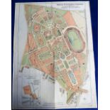 Ephemera, Maps, a coloured linen backed plan of the 1908 Franco-British Exhibition at White City and