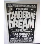 Music Poster, Tangerine Dream concert poster for gig at Salisbury City Hall 21 Aug 1974, 20" x