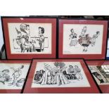 Theatre, Original Artwork, 5 framed and glazed ink pictures from the collection of the actor John