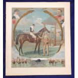 Horseracing, Victorian colour lithographed horseracing print showing montage image of 'Ayrshire',