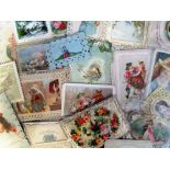 Tony Warr Collection, Ephemera, 23 lace and deckle edged Victorian greetings cards some heavily