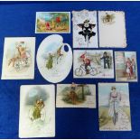 Tony Warr Collection, Ephemera, Cycling, 10 Victorian and Early 20th C greetings cards and trade