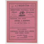 Football Programme, Brentford v West Ham United, 8th September 1934, Division 2 (gd)