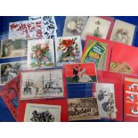 Ephemera, 25 Games and Puzzles including hold to light greetings cards, trade cards, shadow cards,