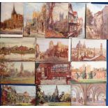 Postcards, a collection of 70+ cards all artist-drawn coloured views inc. Mathison, Quatremain,