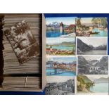 Postcards, Switzerland approx. 700+ postcards, used/unused, 1904-50, towns, cities, mountains,