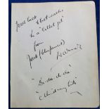 Entertainment Autograph, Lucy Morton Collection, Jack Warner, album page containing extensive