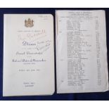 Political autographs, National Union of Mine Workers (Yorkshire) Annual Demonstration Menu Card from